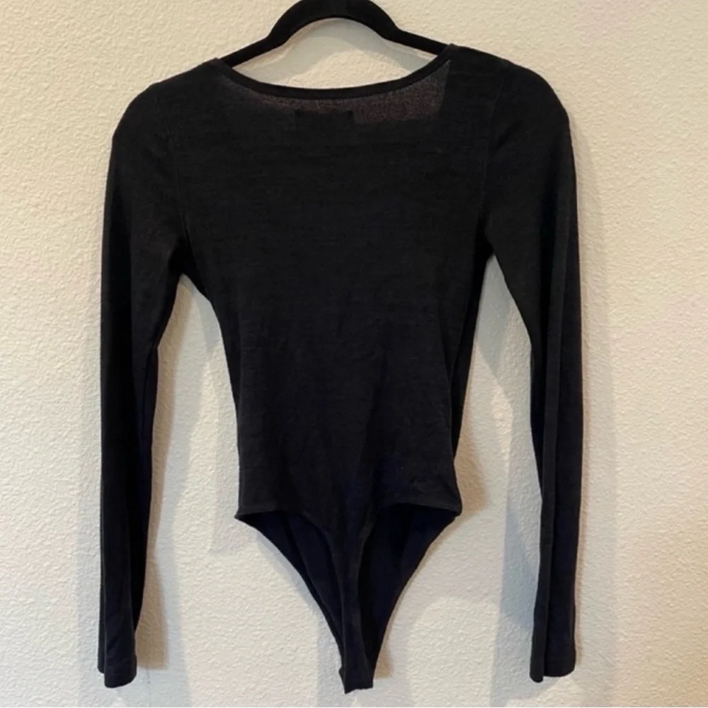 Abercrombie & Fitch Black Wrap-Front Long Sleeve Bodysuit - Picture 3 of 4